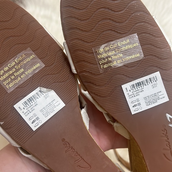 NWT Clarks Collection Ultimate Comfort Kyarra Joy White Leather Wedge Sandals - Picture 10 of 11
